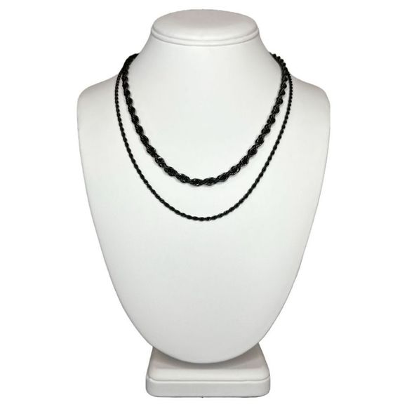 Jewelry | 5mm 2mm Blackrope Chain Necklacebundle Stack Twist Layered ...
